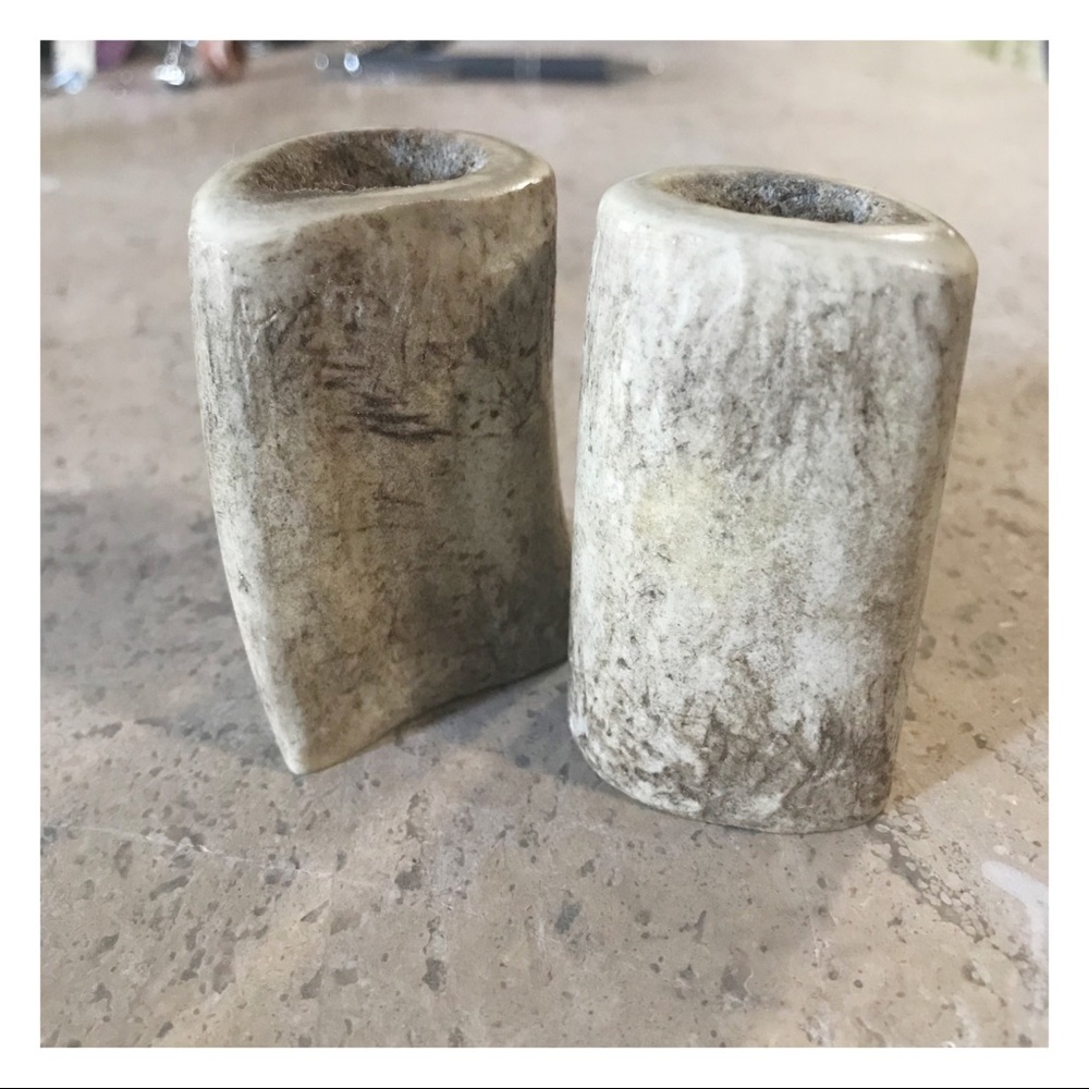 Genuine Moose Antler Salt & Pepper shakers vtg!